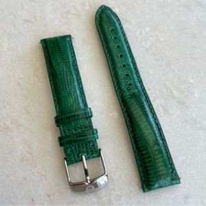Michele 18 green lizard watch band